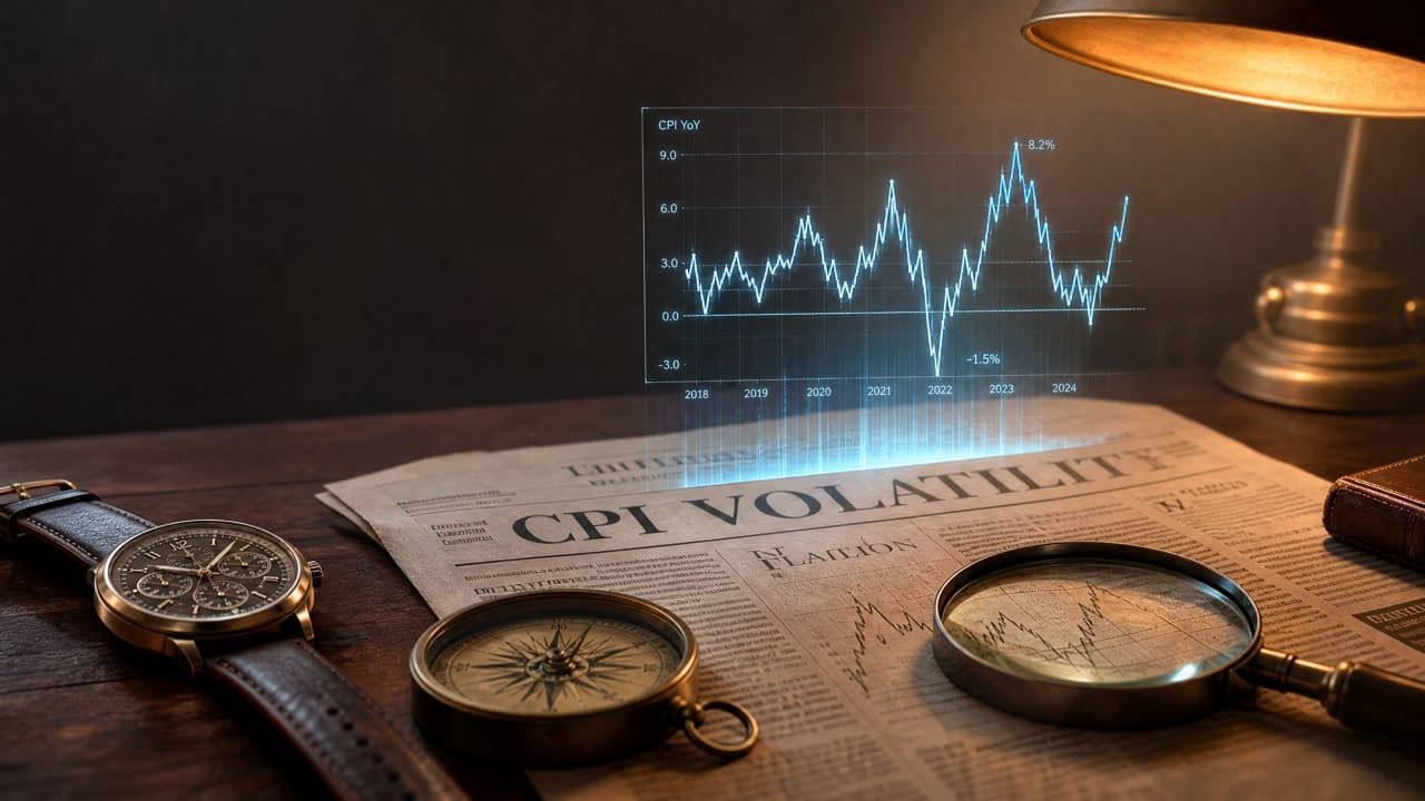 CPI Volatility Strategy showing gold price reacting to US inflation news volatility and market spikes