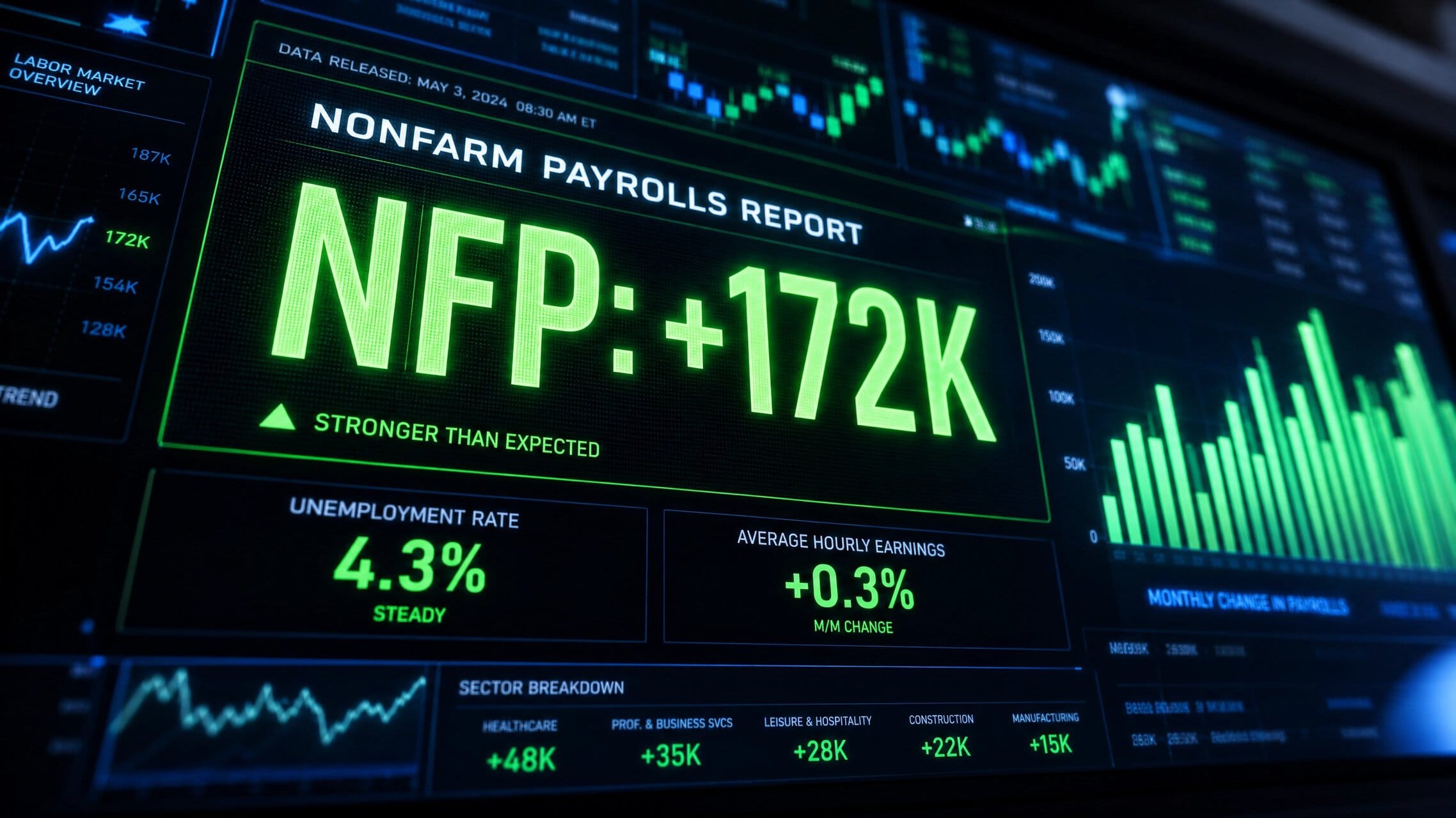 Today's NFP Report forex traders analyzing US jobs data release and market volatility in currency trading
