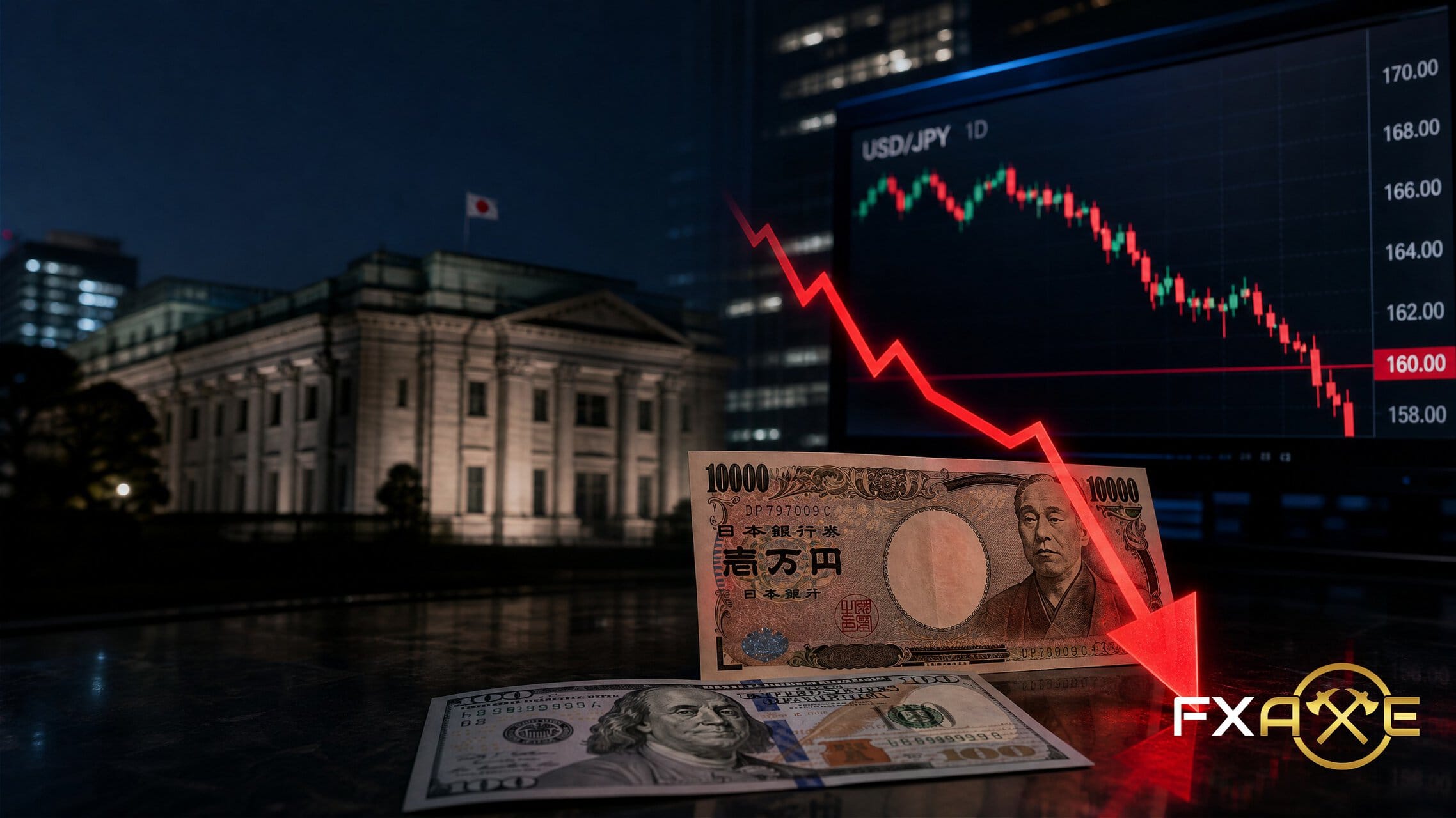 USD/JPY drops below 160.00 after Bank of Japan keeps interest rates unchanged at 1.0%
