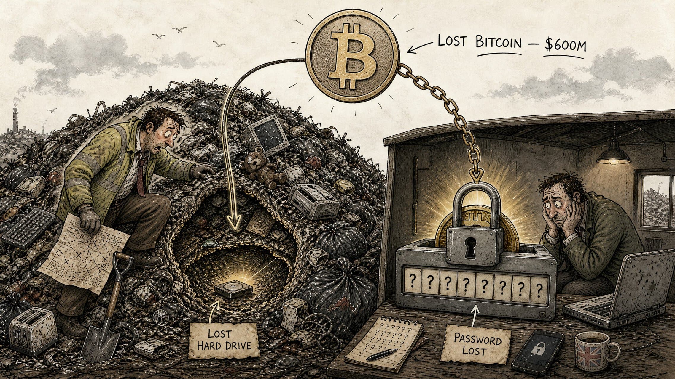 Lost Bitcoin fortune locked behind forgotten passwords and inaccessible crypto wallets