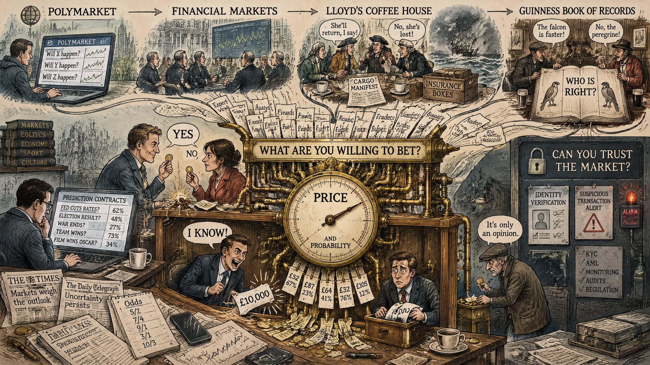 Image Alt Text: Polymarket and prediction markets turning opinions into trading prices