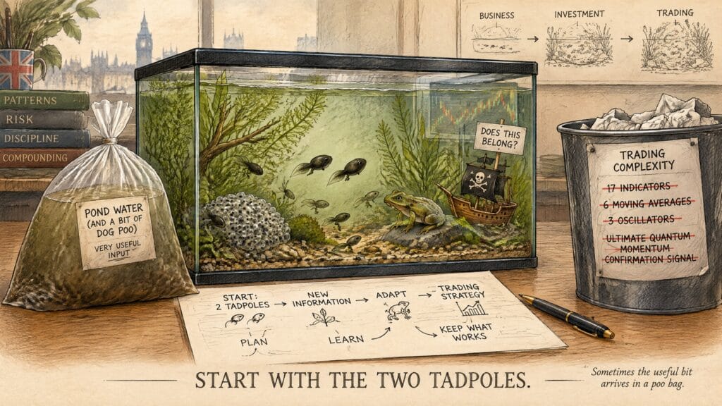 Trading strategies evolving from two tadpoles into a complete ecosystem